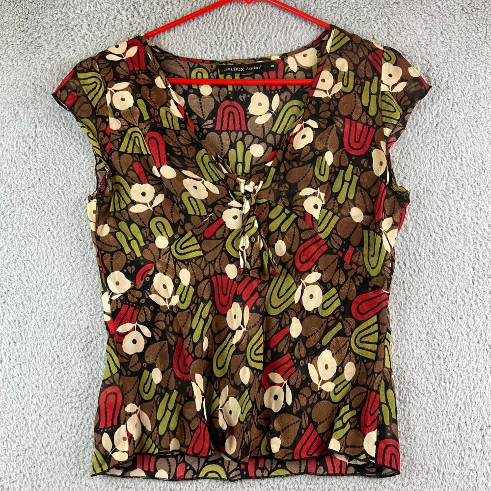 Vintage Jaloux Zalu  Blouse Size S ‎ Sleeveless Top Floral
